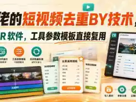 某大佬的短视频去重搬运技术,手法+CR软件,工具参数模板直接复用