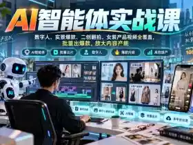 AI智能体实战课，数字人、实景爆款、二创翻拍、女装产品视频全覆盖，批量出爆款，放大内容产能
