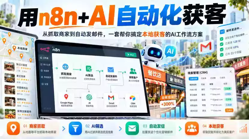 【无水印】用n8n+AI自动化获客,从抓取商家到自动发邮件,一套帮你搞定本地获客的AI工作流方案【原创双语字幕】 【无水印】用n8n+AI自动化获客,从抓取商家到自动发邮件,一套帮你搞定本地获客的AI工作流方案【原创双语字幕】