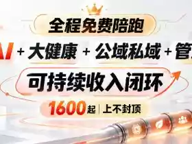 AI+大健康+公域私域+管道+可持续收入闭环，小白可轻松上手，人人可以打造管道收益