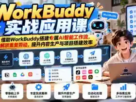 WorkBuddy实战应用课，借助WorkBuddy搭建专属AI智能工作流，解放重复劳动，提升内容生产与项目搭建效率