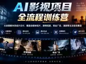 AI影视项目全流程训练营,从创意脚本到成片交付,覆盖自媒体短片、剧情短剧、商业广告、漫剧等主流变现赛道